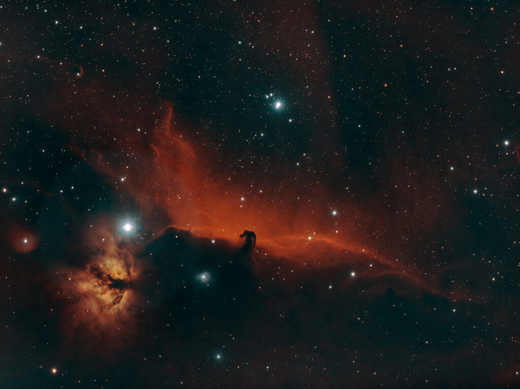 Horsehead Nebula – 75' HSO – Bortle 6 – 1/2 Moon