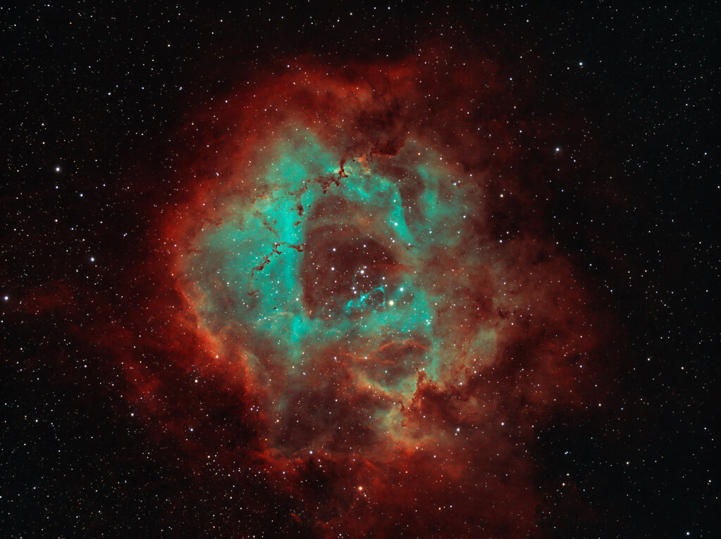 NGC2239 – Rosette Nebula – 180' HSO 5' RGB Stars – Bortle 